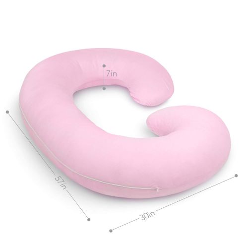  PharMeDoc Full Body Pregnancy Pillow - Maternity Pillow for Pregnant Women - C Shaped Body Pillow w100% Cotton Pillow Cover