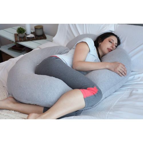  PharMeDoc Full Body Pregnancy Pillow - Maternity Pillow for Pregnant Women - C Shaped Body Pillow w100% Cotton Pillow Cover