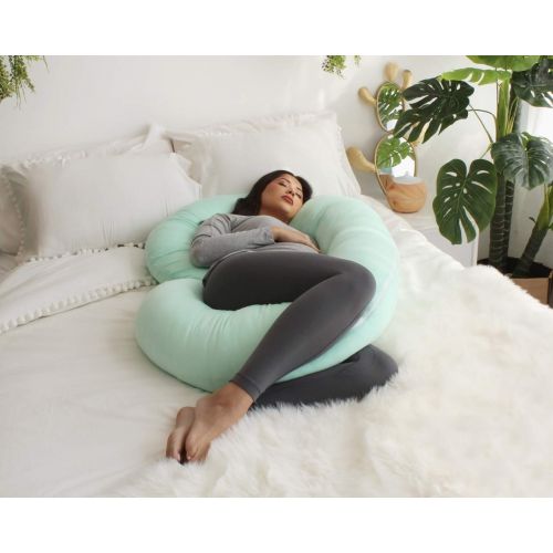  PharMeDoc Full Body Pregnancy Pillow - Maternity Pillow for Pregnant Women - C Shaped Body Pillow w100% Cotton Pillow Cover
