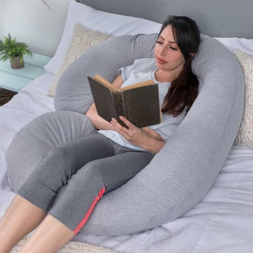  PharMeDoc Full Body Pregnancy Pillow - Maternity Pillow for Pregnant Women - C Shaped Body Pillow w100% Cotton Pillow Cover