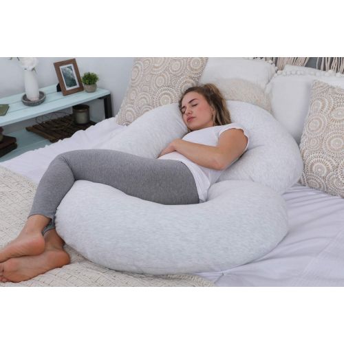  PharMeDoc Full Body Pregnancy Pillow - Maternity Pillow for Pregnant Women - C Shaped Body Pillow w100% Cotton Pillow Cover