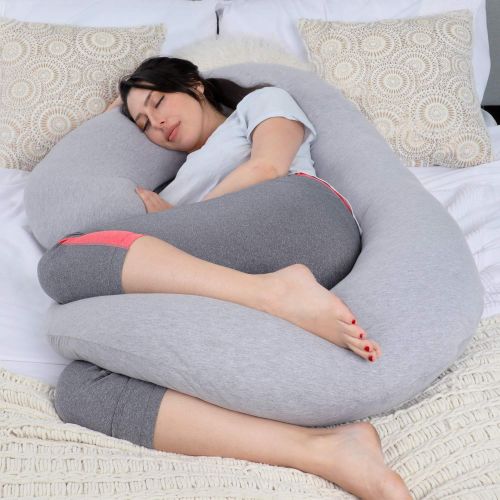  PharMeDoc Full Body Pregnancy Pillow - Maternity Pillow for Pregnant Women - C Shaped Body Pillow w100% Cotton Pillow Cover