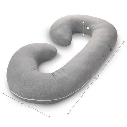  PharMeDoc Full Body Pregnancy Pillow - Maternity Pillow for Pregnant Women - C Shaped Body Pillow w100% Cotton Pillow Cover