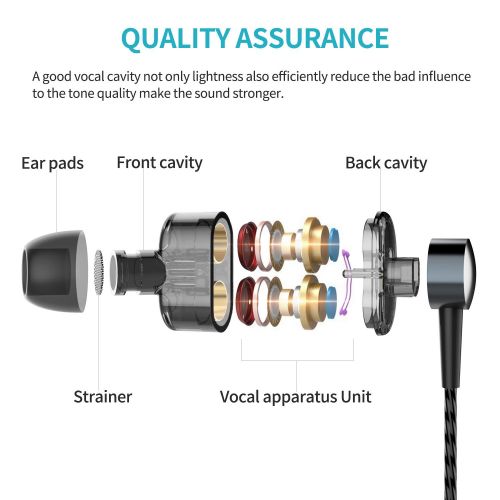  Phb In-Ear Wired Earbuds Headphones with Microphone,PHB Stereo Bass Sound Earphones,Anti-sweat,Noice cancelling Headsets,Compatible for Iphone Apple IOS Android SAMSUNG Cell Phones wit