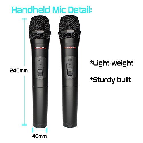  Phenyx Pro VHF Wireless Microphone System, 1 Handheld Mic 1 Headset Mic 1 Lapel Mic 1 Bodypack Combo, Reliable Performance, Fixed Frequency, Ideal for Church, Presentation, Public