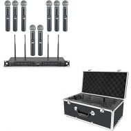 Phenyx Pro Wireless Microphone System, Eight-Channel Wireless Mic, w/ 8 Handheld Dynamic Microphones, Auto Scan,8x40 Adjustable UHF Channels Bundle with The Extra Large Size Carrying Case