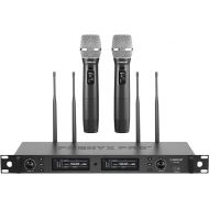 Phenyx Pro Wireless Microphone System, True Diversity Dual Cordless Microphone Set, Professional UHF Handheld Wireless Microphones w/Auto Scan, 2x1000 Channels, 328ft for Stage & Studio (PTU-2U)