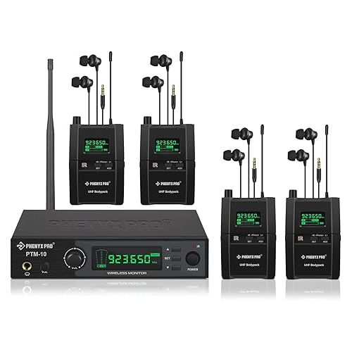  Phenyx Pro Wireless in-Ear Monitor System, Stereo IEM System with Rack Mount Kit, 89 Frequencies Bundle with The Large Size Carrying Case