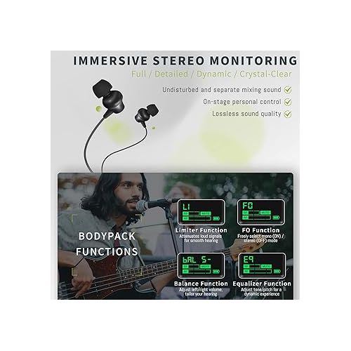  Phenyx Pro Wireless in-Ear Monitor System, Stereo IEM System with Rack Mount Kit, 89 Frequencies, 900MHz UHF Band, 164ft Range, Suitable for Stage & Studio (4 Bodypacks with Transmitter)