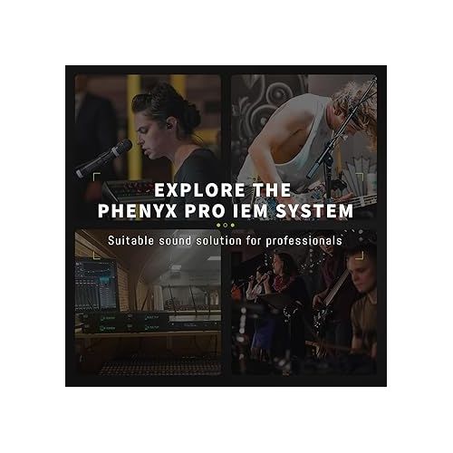  Phenyx Pro Wireless in-Ear Monitor System, Stereo IEM System with Rack Mount Kit, 89 Frequencies, 900MHz UHF Band, 164ft Range, Suitable for Stage & Studio (4 Bodypacks with Transmitter)