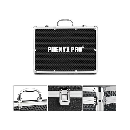  Phenyx Pro Aluminum Alloy Frame Carrying Case with One-layer Pre-Diced Pick and Pluck Foam, Ideal Single/Dual Wireless Mic Systems Transportation (Size Medium 17.1 x 12.6 x 4.1 In)