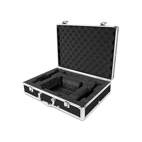  Phenyx Pro Aluminum Alloy Frame Carrying Case with One-layer Pre-Diced Pick and Pluck Foam, Ideal Single/Dual Wireless Mic Systems Transportation (Size Medium 17.1 x 12.6 x 4.1 In)