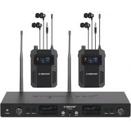 Phenyx Pro UHF Mono Dual Wireless in-Ear Monitor System, Metal Wireless IEM System, Sturdy Bodypack Receiver, 2x50 Frequencies, Separate Outputs,164ft Operation, Suitable for Band and Studio (PTM-22)