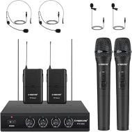 Wireless Microphone System, Phenyx Pro 4-Channel VHF Wireless Microphone Set with 2 Handhelds/2 Bodypacks/2 Lapels/ 2 Headset, Metal Receiver, Suitable for Church, Meeting, Conference(PTV-2000B)