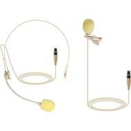 Phenyx Pro Beige Color Lavalier Lapel & Headset Mic Combo with Mini XLR Jack, Hands-Free Clip-on Lapel Mic, and Flexible Wired Boom Headset, Compatible with All Wireless Mic System