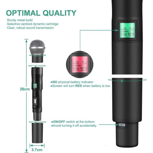  [아마존 핫딜]  [아마존핫딜]Phenyx Pro 4-Channel UHF Wireless Microphone System, Cordless Mic Set with Handheld/Lapel/Headset/Bodypack, Rugged Metal Build, Fixed Frequency, Long Range, Ideal for Karaoke,Churc