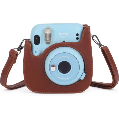  Phetium Instant Camera Case Compatible with Instax Mini 11,PU Leather Bag with Pocket and Adjustable Shoulder Strap (Brown)