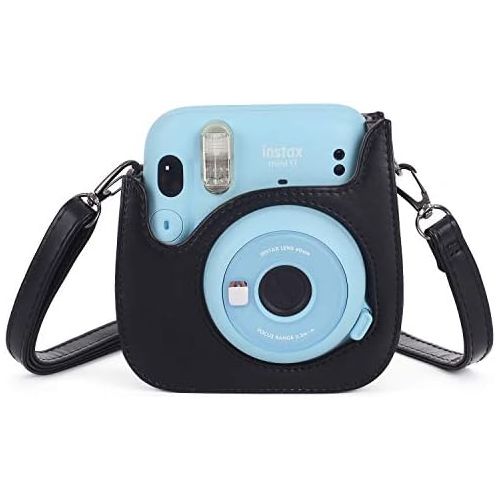  [아마존베스트]Phetium Instant Camera Case Compatible with Instax Mini 11,PU Leather Bag with Pocket and Adjustable Shoulder Strap (Black)