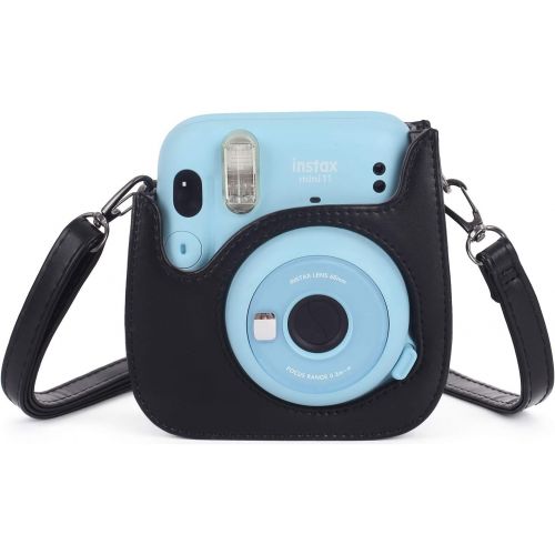  [아마존베스트]Phetium Instant Camera Case Compatible with Instax Mini 11,PU Leather Bag with Pocket and Adjustable Shoulder Strap (Black)