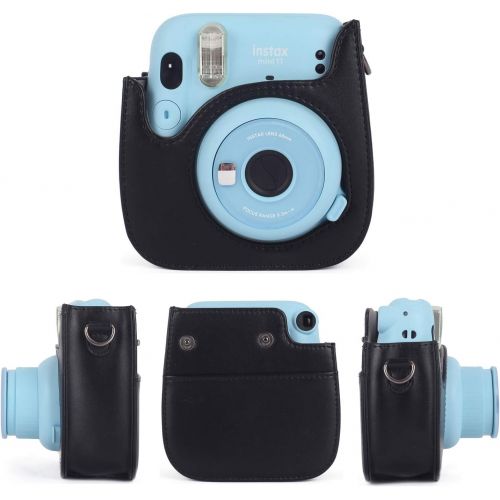  [아마존베스트]Phetium Instant Camera Case Compatible with Instax Mini 11,PU Leather Bag with Pocket and Adjustable Shoulder Strap (Black)