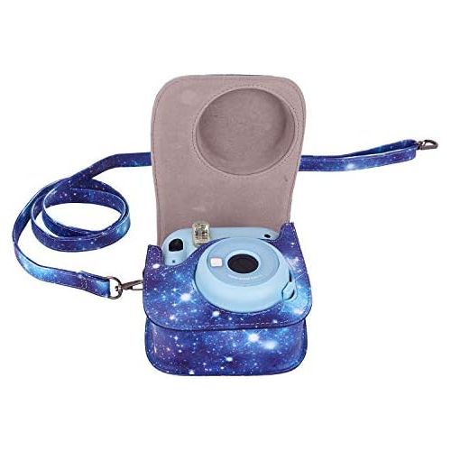  Phetium Instant Camera Case Compatible with Instax Mini 11,PU Leather Bag with Pocket and Adjustable Shoulder Strap (Starry Purple)