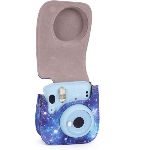  Phetium Instant Camera Case Compatible with Instax Mini 11,PU Leather Bag with Pocket and Adjustable Shoulder Strap (Starry Purple)