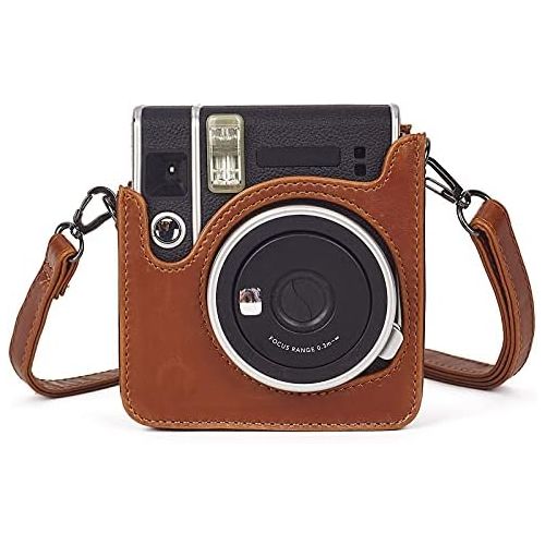  Phetium Instant Camera Case Compatible with Instax Mini 40,PU Leather Bag with Pocket and Adjustable Shoulder Strap (Brown)