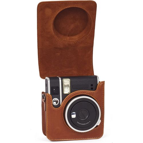  Phetium Instant Camera Case Compatible with Instax Mini 40,PU Leather Bag with Pocket and Adjustable Shoulder Strap (Brown)