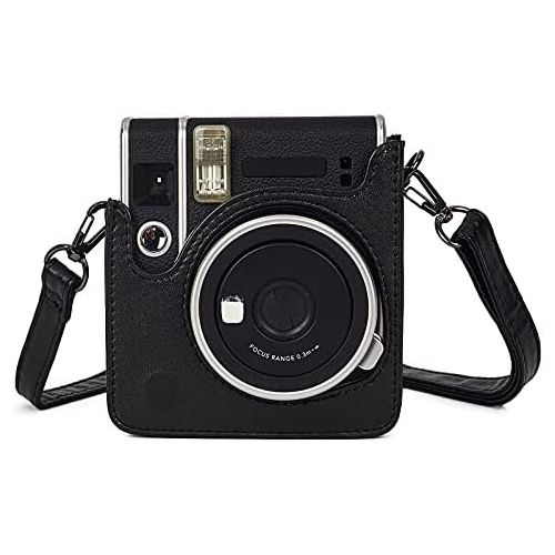 Phetium Instant Camera Case Compatible with Instax Mini 40,PU Leather Bag with Pocket and Adjustable Shoulder Strap (Black)