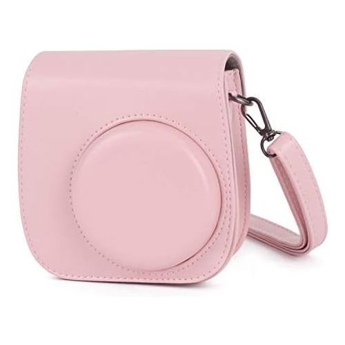  Phetium Instant Camera Case Compatible with Instax Mini 11,PU Leather Bag with Pocket and Adjustable Shoulder Strap (Blush Pink)