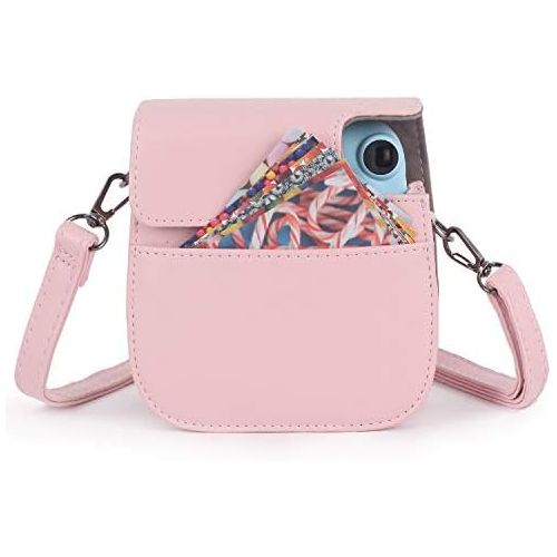  Phetium Instant Camera Case Compatible with Instax Mini 11,PU Leather Bag with Pocket and Adjustable Shoulder Strap (Blush Pink)