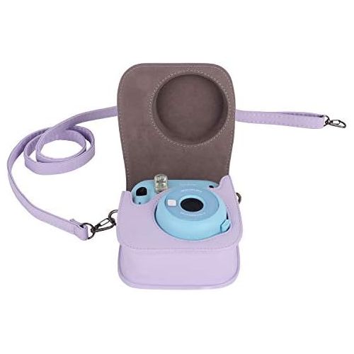  Phetium Instant Camera Case Compatible with Instax Mini 11,PU Leather Bag with Pocket and Adjustable Shoulder Strap (Lilac Purple)