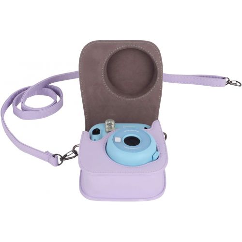  Phetium Instant Camera Case Compatible with Instax Mini 11,PU Leather Bag with Pocket and Adjustable Shoulder Strap (Lilac Purple)