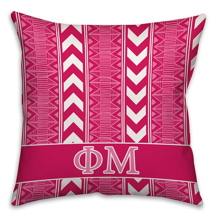 Phi Mu Greek Sorority 16-Inch Throw Pillow in Pink