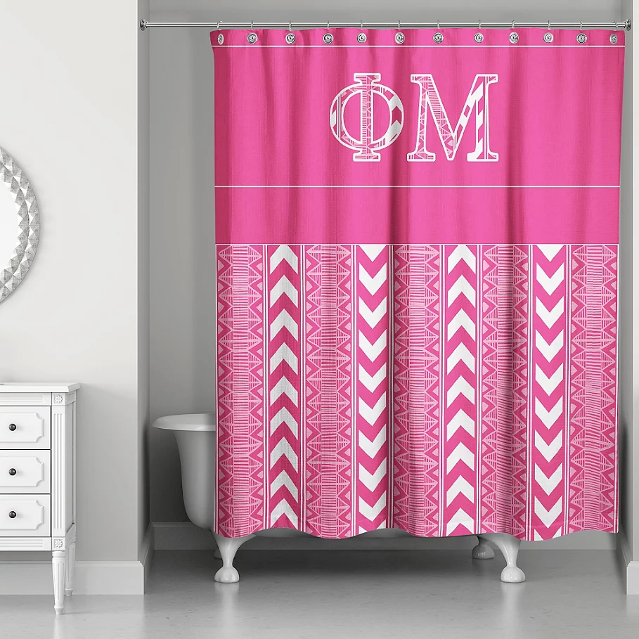  Phi Mu Shower Curtain in PinkWhite