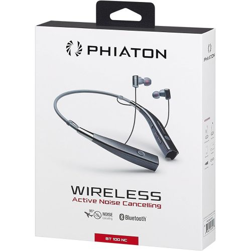  Phiaton EverPlay Wireless Bluetooth Headphones, Active Noise Cancelling In-Ear Sports Running Earphones Ultra HD Sound Neck Band Headset with Mic - Gray