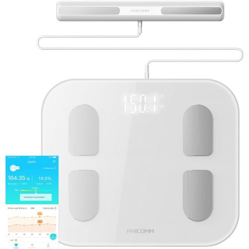  Phicomm PHICOMM S7 Smart Body Fat Weight Scale with Fitness App & Body Composition Monitor, 22 Indicators (Pearl White)