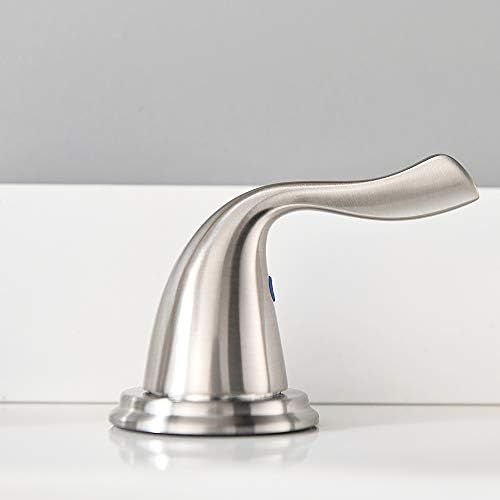  Brushed Nickel Two Handle High-Arc Widespread Bathroom Sink Faucet by Phiestina, with Stainless Steel Pop Up Drain, WF008-7-BN