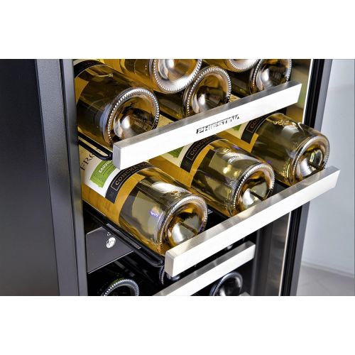  [아마존베스트]Phiestina 15 Inch Dual Zone Wine Cooler Refrigerator - 29 Bottle Built-in or Free-standing Frost Free Compressor Wine Refrigerator for White and Red Wines with Digital Memory Tempe