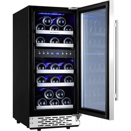  [아마존베스트]Phiestina 15 Inch Dual Zone Wine Cooler Refrigerator - 29 Bottle Built-in or Free-standing Frost Free Compressor Wine Refrigerator for White and Red Wines with Digital Memory Tempe