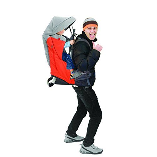  phil&teds Escape Child Carrier Frame Backpack, Red  Height Adjustable Body-Tech Harness - Articulating Dual Core Waist Belt  Includes Hood, Daypack, Change Mat  30L Storage  2