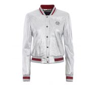 Philipp Plein Ivory leather bomber jacket