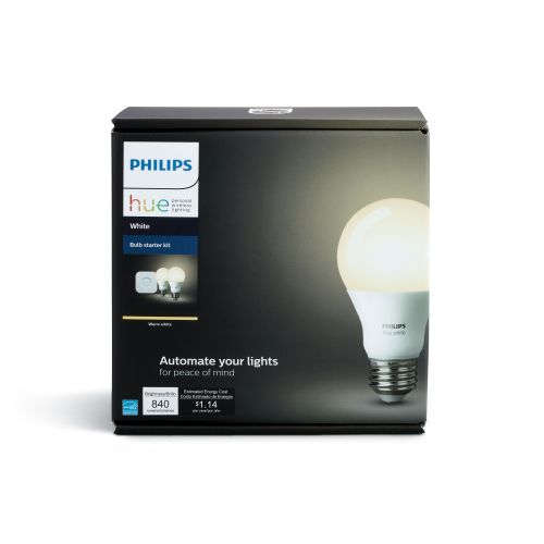 필립스 Philips Hue White Smart A19 Starter Kit, 60W Equivalent, Hub Included, 2 Bulbs