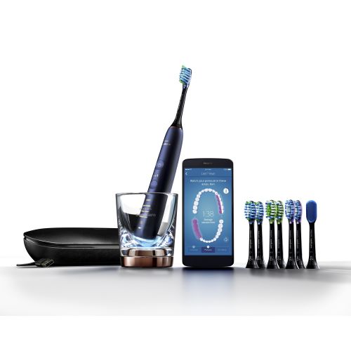 필립스 Philips Sonicare DiamondClean Smart 9700 Electric, Rechargeable toothbrush for Complete Oral Care, with Charging Travel Case  9700 Series, Lunar Blue, HX9957/51