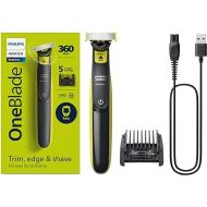 Philips Norelco OneBlade 360 Face, Hybrid Electric Beard Trimmer and Shaver with 5-in-1 Face Stubble Comb, Frustration Free Packaging, QP2724/90