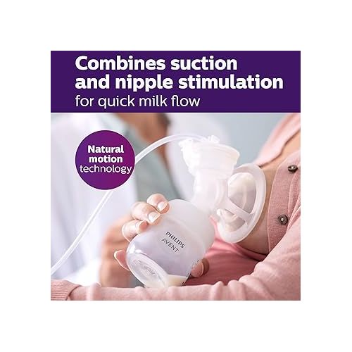 필립스 Philips AVENT Double Electric Breast Pump Advanced, with Natural Motion Technology, with Clear Natural Response Baby Bottles, White Pump, Gray Bag, Pouch, and Belt, SCF394/62