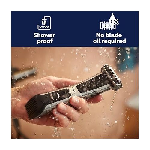 필립스 Philips Norelco Exclusive Bodygroom Series 7000 Showerproof Body & Manscaping Trimmer & Shaver with case and Replacement Head for Above and Below The Belt, BG7040/42 (Frustration Free Packaging)