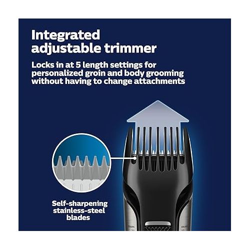 필립스 Philips Norelco Exclusive Bodygroom Series 7000 Showerproof Body & Manscaping Trimmer & Shaver with case and Replacement Head for Above and Below The Belt, BG7040/42 (Frustration Free Packaging)