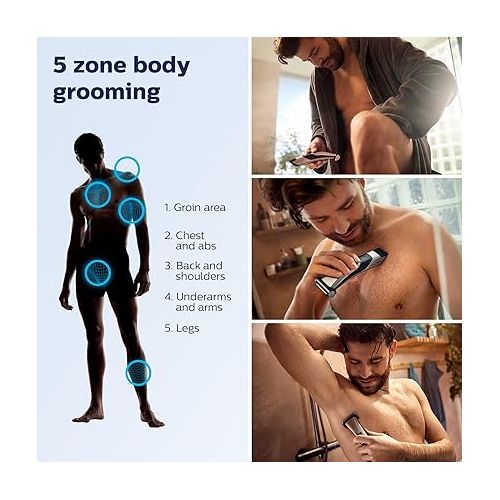 필립스 Philips Norelco Exclusive Bodygroom Series 7000 Showerproof Body & Manscaping Trimmer & Shaver with case and Replacement Head for Above and Below The Belt, BG7040/42 (Frustration Free Packaging)