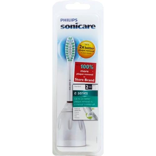 필립스 Philips Sonicare Genuine E-Series Replacement Toothbrush Heads, 2 Brush Heads, White, HX7022/66